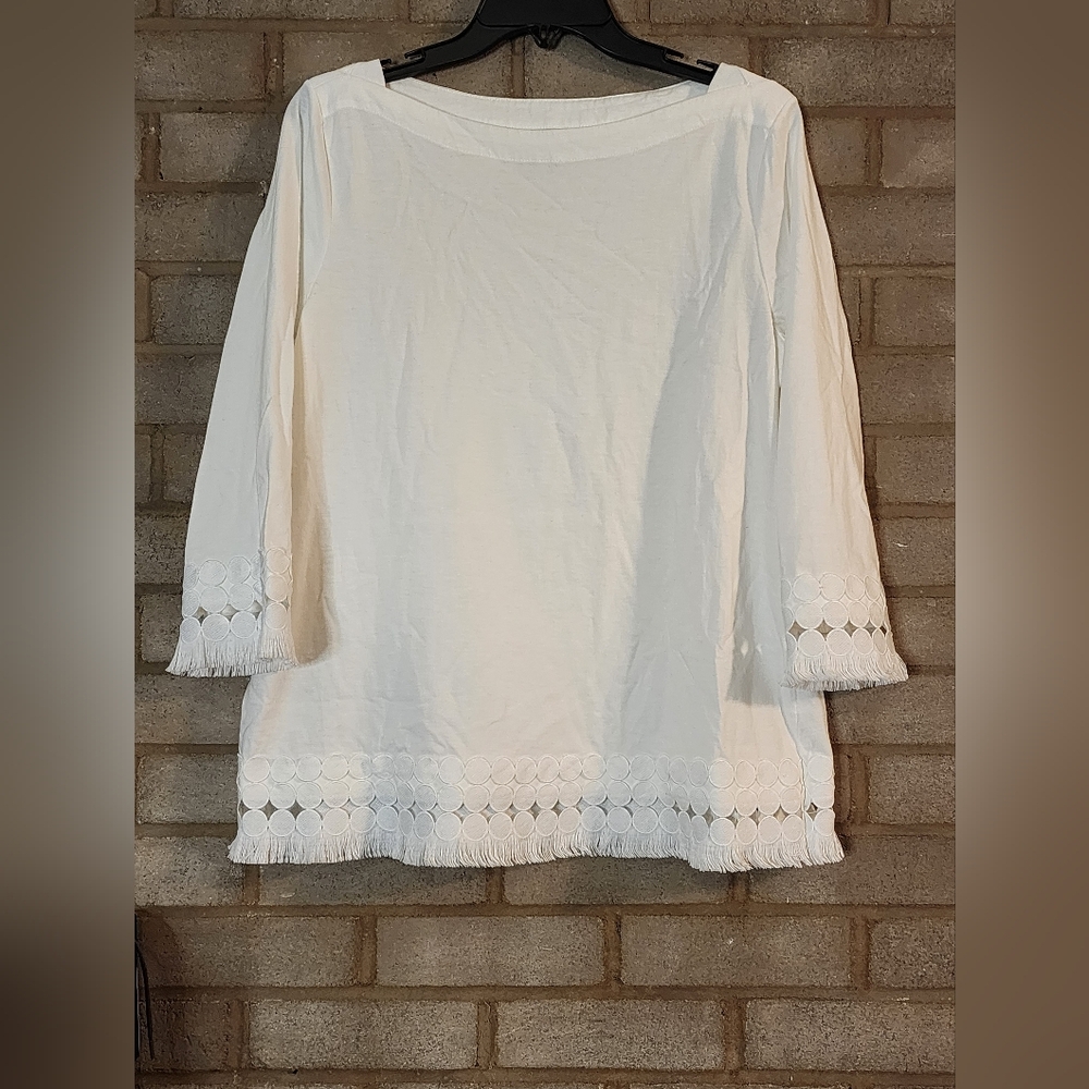 Nwot Talbots White Lace Accent Blouse